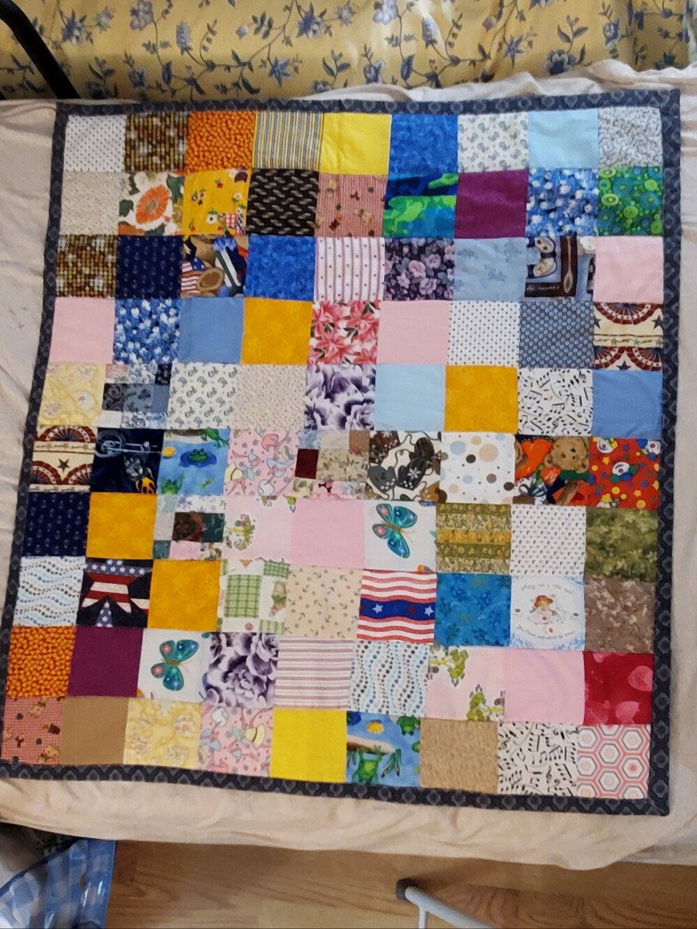 Patchwork Cotton Quilted Baby Blanket - Multicolor